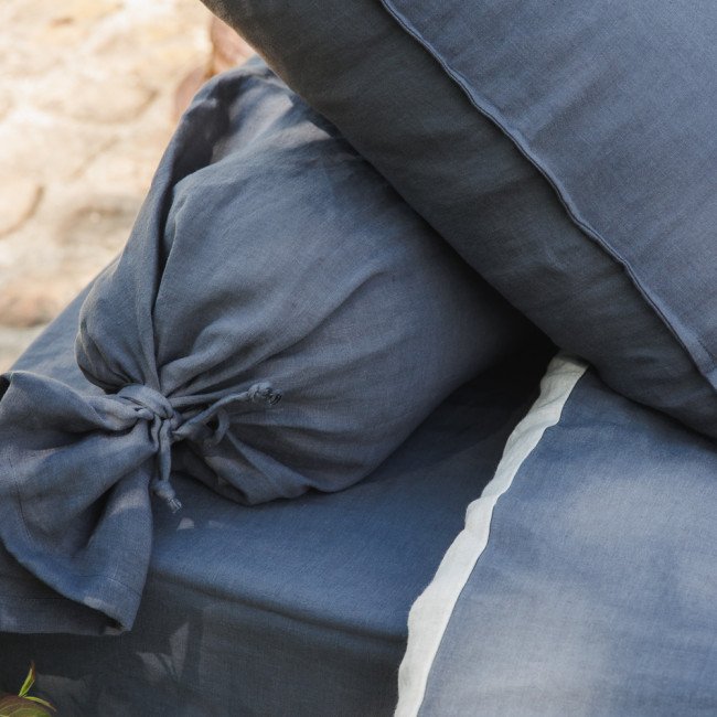 Taie de Traversin en Lin Lavé Gris Silex