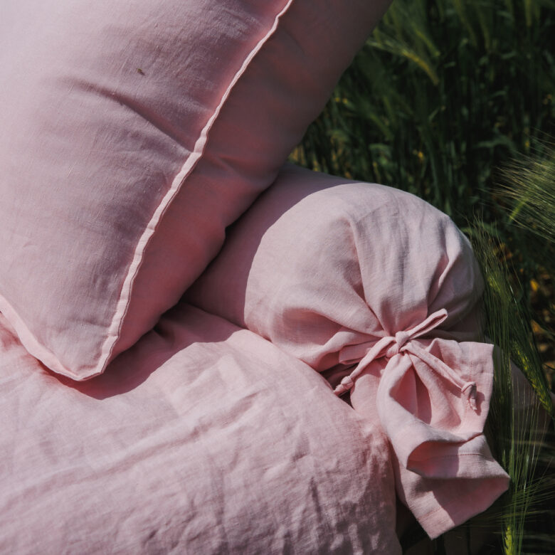 Taie de Traversin en Lin Lavé Pétale de Rose - Embrin