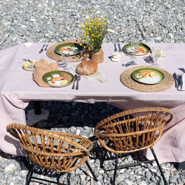 Nappe en lin lavé Pétale de Rose