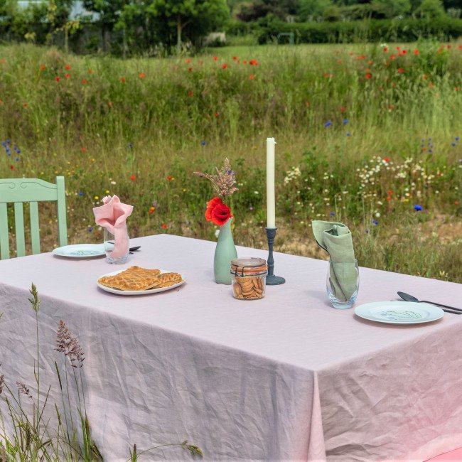Nappe en lin lavé Pétale de Rose