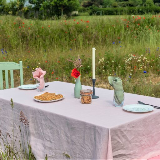 Nappe en lin lavé Pétale de Rose
