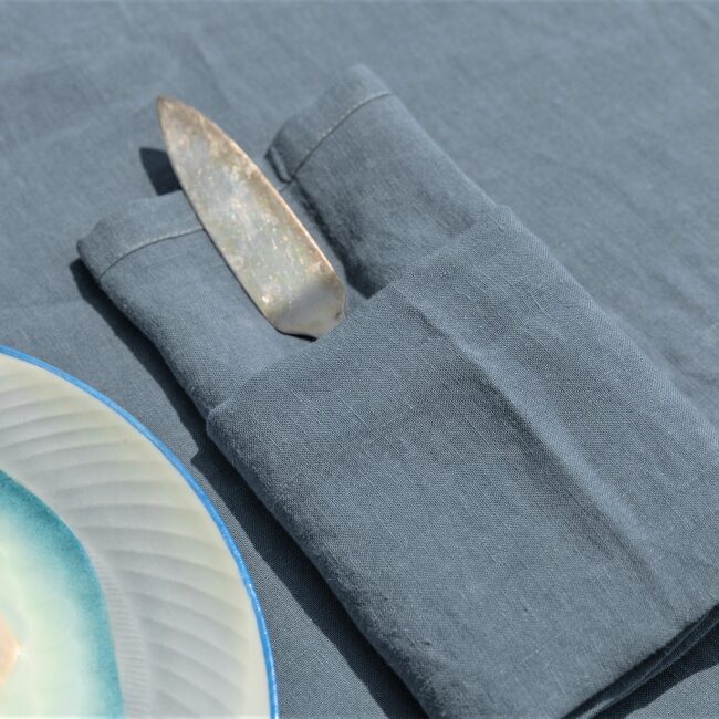 Serviettes de table en lin lavé Ardoise (lot de 4)