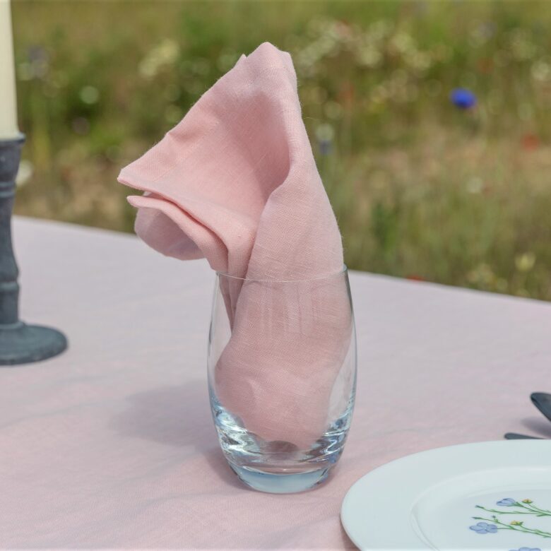 Serviettes de table en lin lavé Pétale de Rose (lot de 4) - Embrin