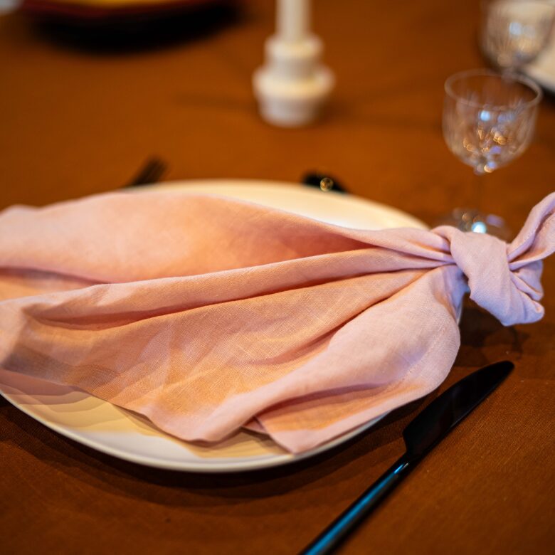 Serviettes de table en lin lavé Pétale de Rose (lot de 4) - Embrin