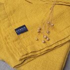 Serviette Nid d'Abeille en Lin Lavé Safran