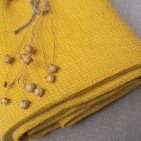 Serviette Nid d'Abeille en Lin Lavé Safran