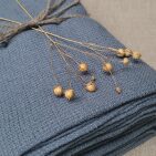 Serviette Nid d'Abeille en Lin Lavé Bleu Ardoise