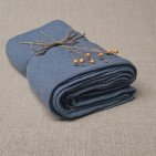 Serviette Nid d'Abeille en Lin Lavé Bleu Ardoise