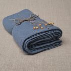 Serviette Nid d'Abeille en Lin Lavé Bleu Ardoise
