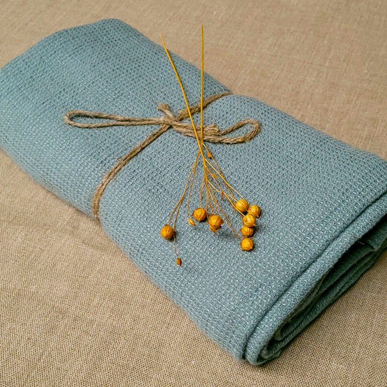 Serviette Nid d'Abeille en Lin Lavé Céladon - Embrin