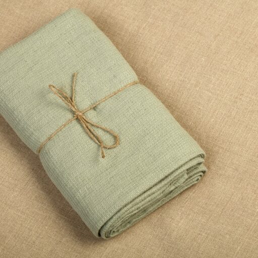 Serviette Nid d'Abeille en Lin Lavé Vert Tilleul
