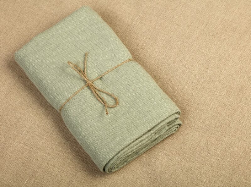 Serviette Nid d'Abeille en Lin Lavé Vert Tilleul