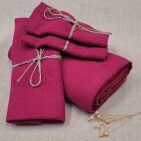 Serviette Nid d'Abeille en Lin Lavé Rose Bruyère