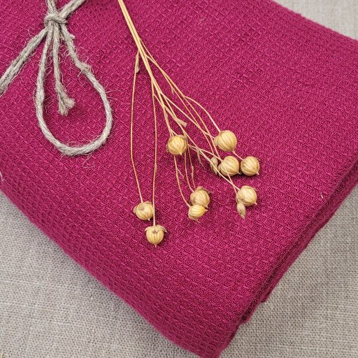 Serviette Nid d'Abeille en Lin Lavé Rose Bruyère