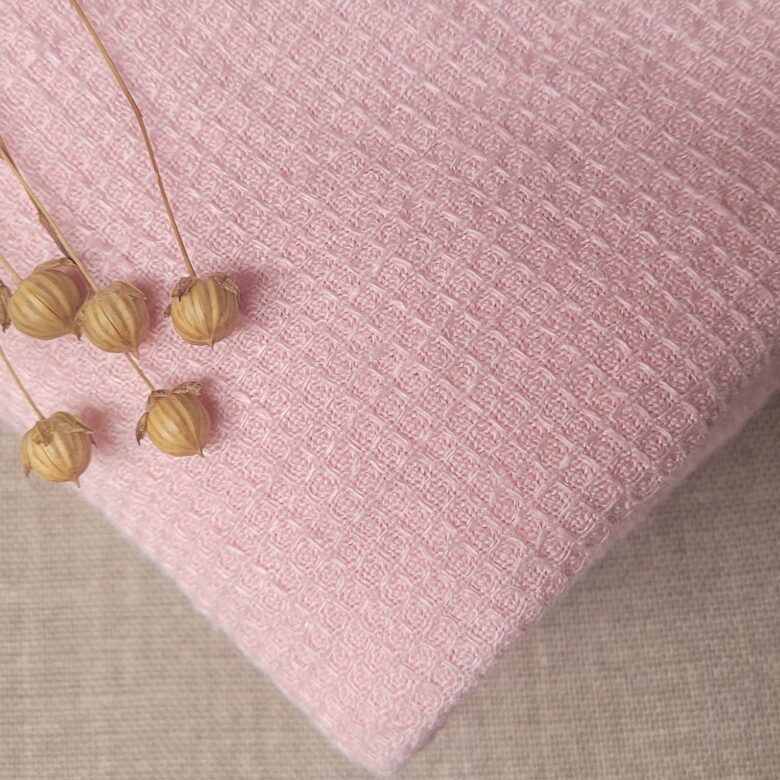 Serviette Nid d'Abeille en Lin Lavé Pétale de Rose - Embrin