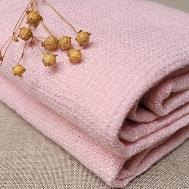 Serviette Nid d'Abeille en Lin Lavé Pétale de Rose