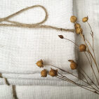 Washed Linen Honeycomb Towel in Chalk White