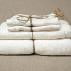 Washed Linen Honeycomb Towel in Chalk White