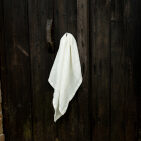 Washed Linen Honeycomb Towel in Chalk White
