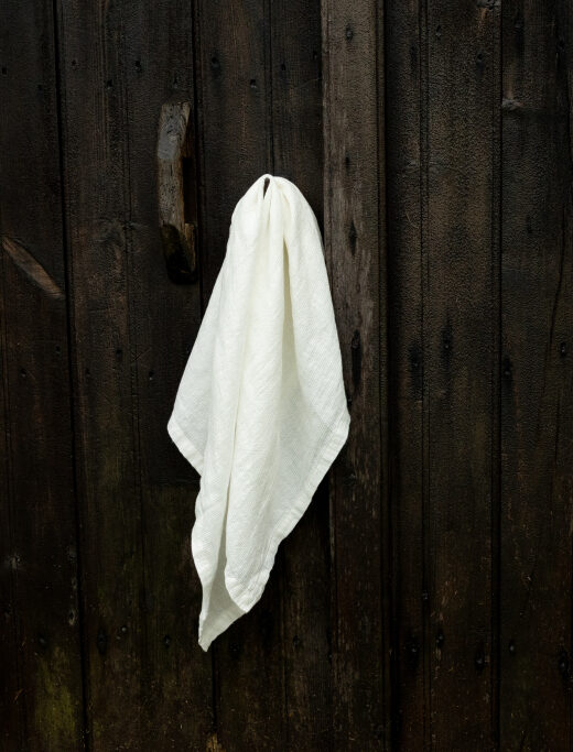 Serviette Nid d'Abeille en Lin Lavé Blanc Craie