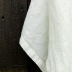 Washed Linen Honeycomb Towel in Chalk White