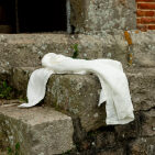 Washed Linen Honeycomb Towel in Chalk White