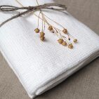 Serviette Nid d'Abeille en Lin Lavé Blanc Craie