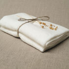 Washed Linen Honeycomb Towel in Chalk White