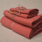 Serviette Nid d'Abeille en Lin Lavé Rouge Figue