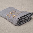 Serviette Nid d'Abeille en Lin Lavé Gris Brume