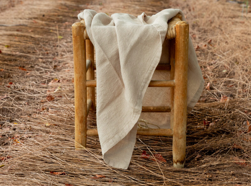 Washed Linen Honeycomb Towel in String