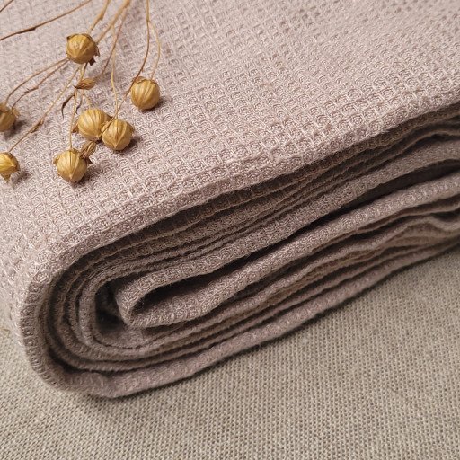 Serviette Nid d'Abeille en Lin Lavé Ficelle
