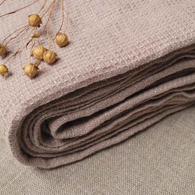 Serviette Nid d'Abeille en Lin Lavé Ficelle