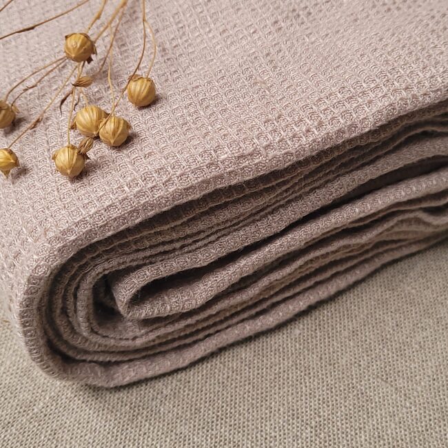 Serviette Nid d'Abeille en Lin Lavé Ficelle