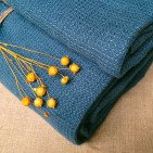 Serviette Nid d'Abeille en Lin Lavé Bleu Prusse