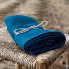 Washed Linen Honeycomb Towel Prussian Blue