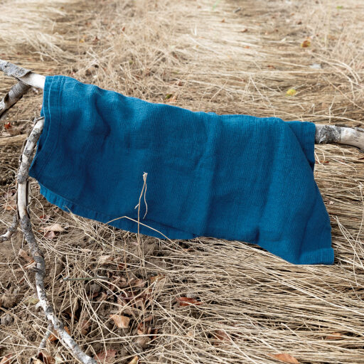 Serviette Nid d'Abeille en Lin Lavé Bleu Prusse