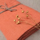 Serviette Nid d'Abeille en Lin Lavé Abricot