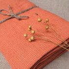 Serviette Nid d'Abeille en Lin Lavé Abricot