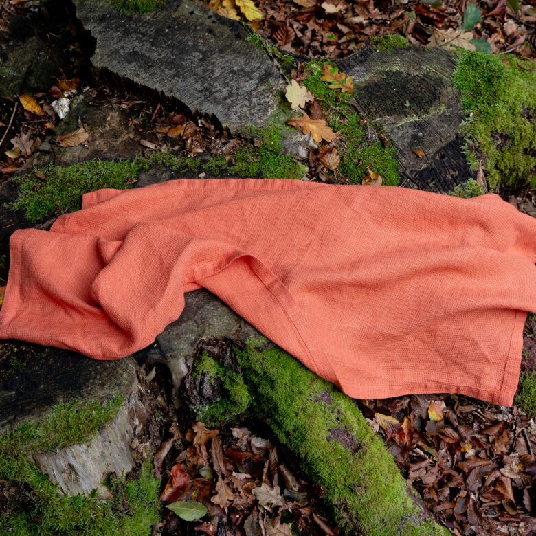 Washed Linen Honeycomb Towel Apricot - Embrin