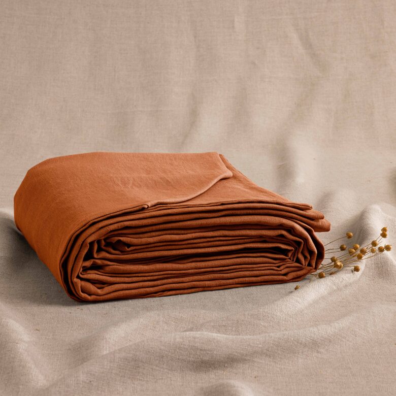 Housse de Couette en Lin Lavé Caramel - Embrin