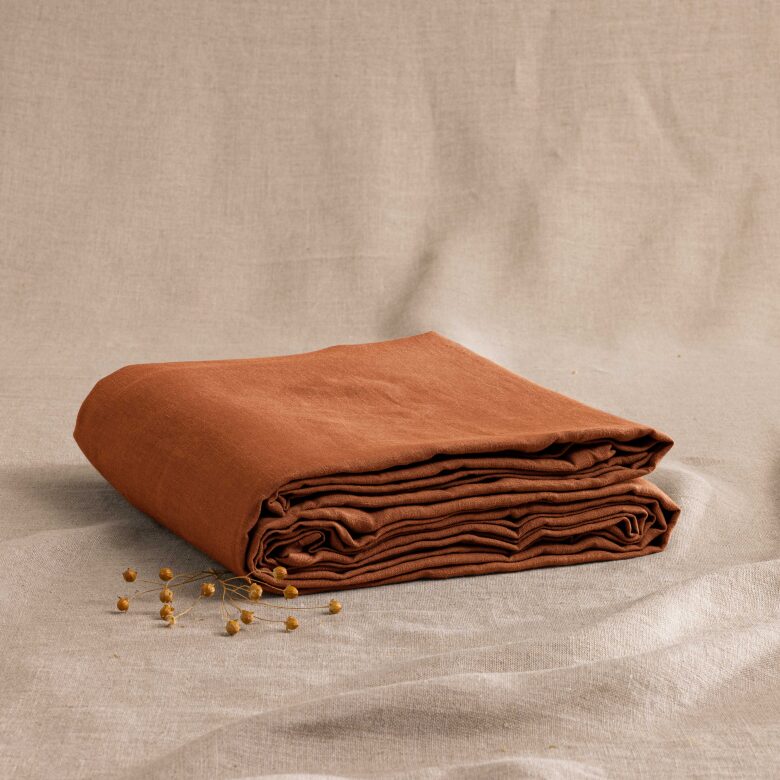 Drap Housse en Lin Lavé Caramel - Embrin