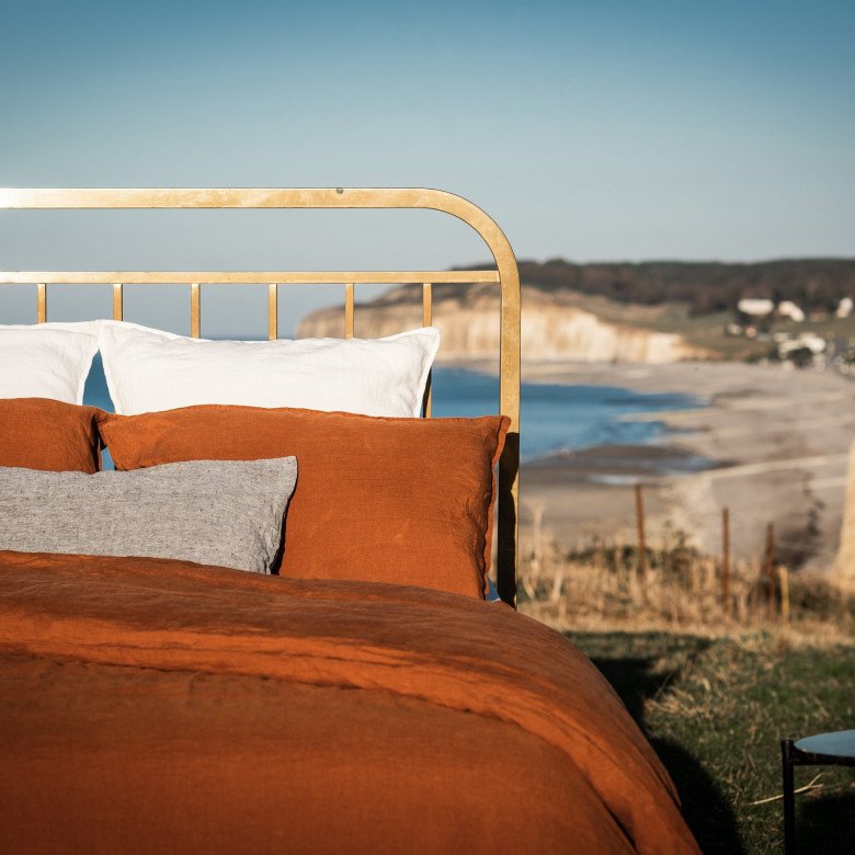 Drap Plat en Lin Lavé Caramel - Embrin