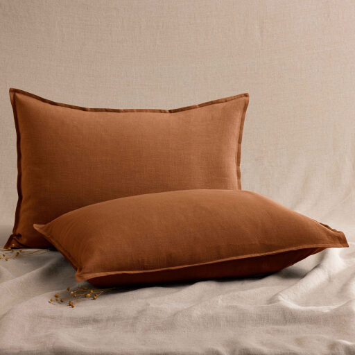 Taie d'Oreiller en Lin Lavé Caramel