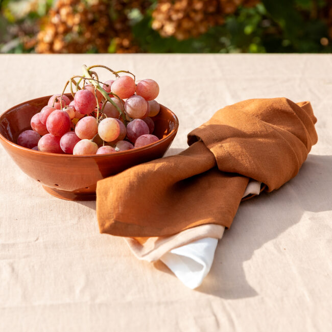 Serviettes de Table en lin Lavé Caramel (lot de 4)