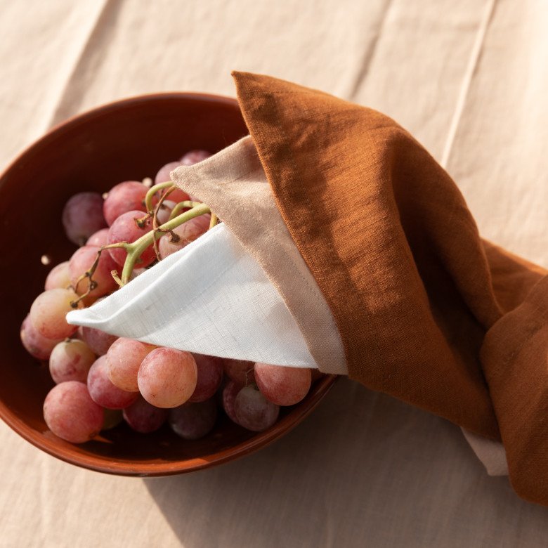 Serviettes de Table en lin Lavé Caramel (lot de 4) - Embrin