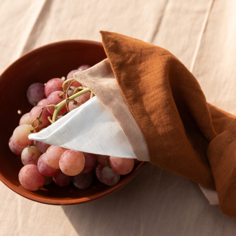 Serviettes de Table en lin Lavé Caramel (lot de 4) - Embrin