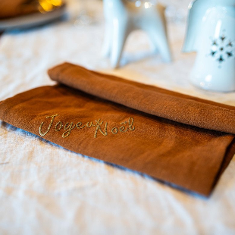 Serviettes de Table en lin Lavé Caramel (lot de 4) - Embrin