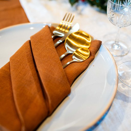 Serviettes de Table en lin Lavé Caramel (lot de 4)