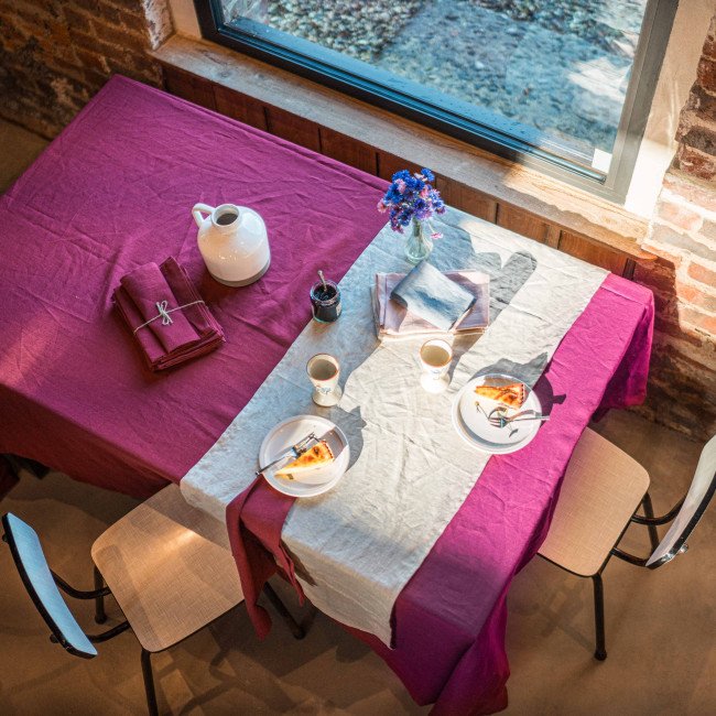 Nappe en lin lavé Rose Bruyère